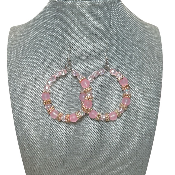 Pink Hoop Earringa - Picture 4 of 5
